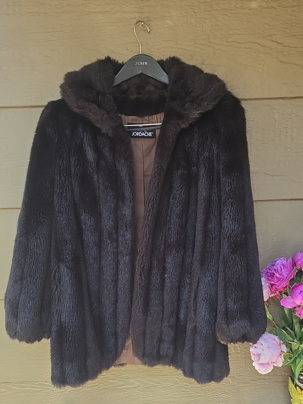 Vintage Jordache Faux Fur Coat Brown Plush Jacket Size 9 10